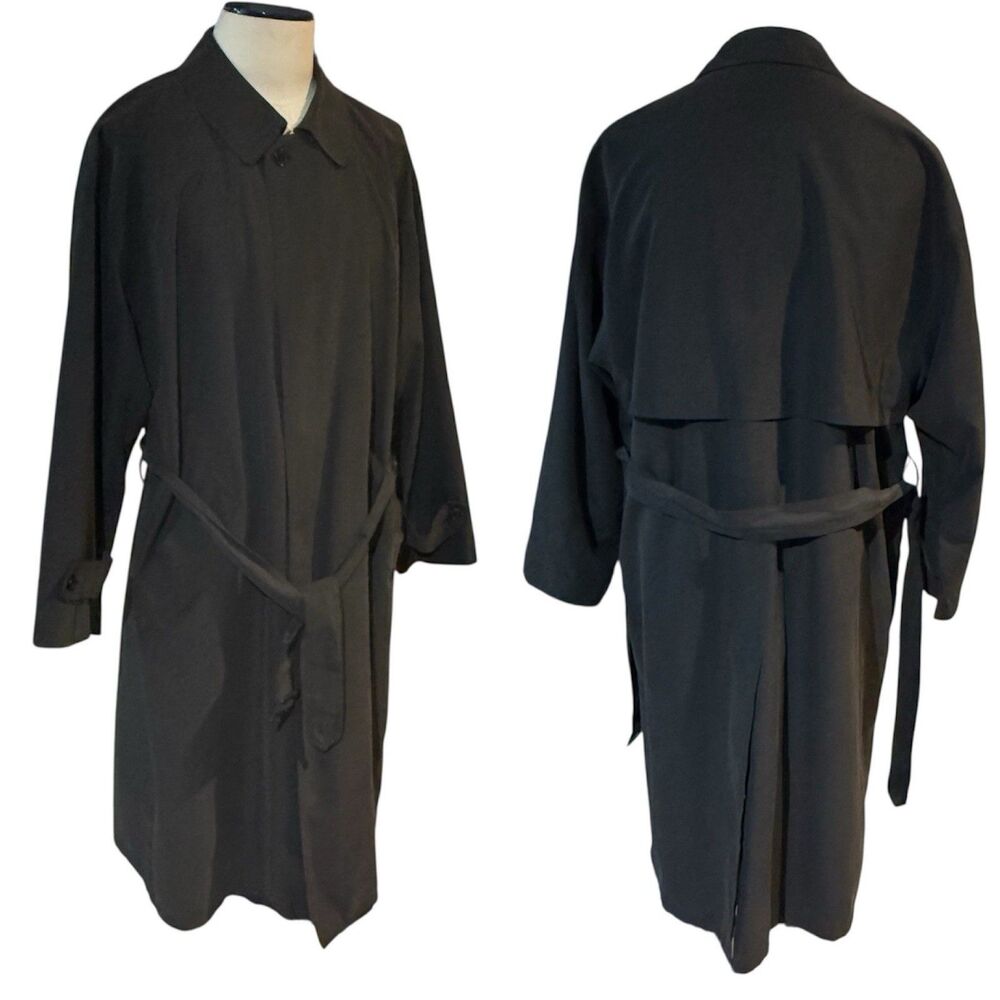 Macmor Private Collection Trench Coat Black 42 Made In Canada Belted